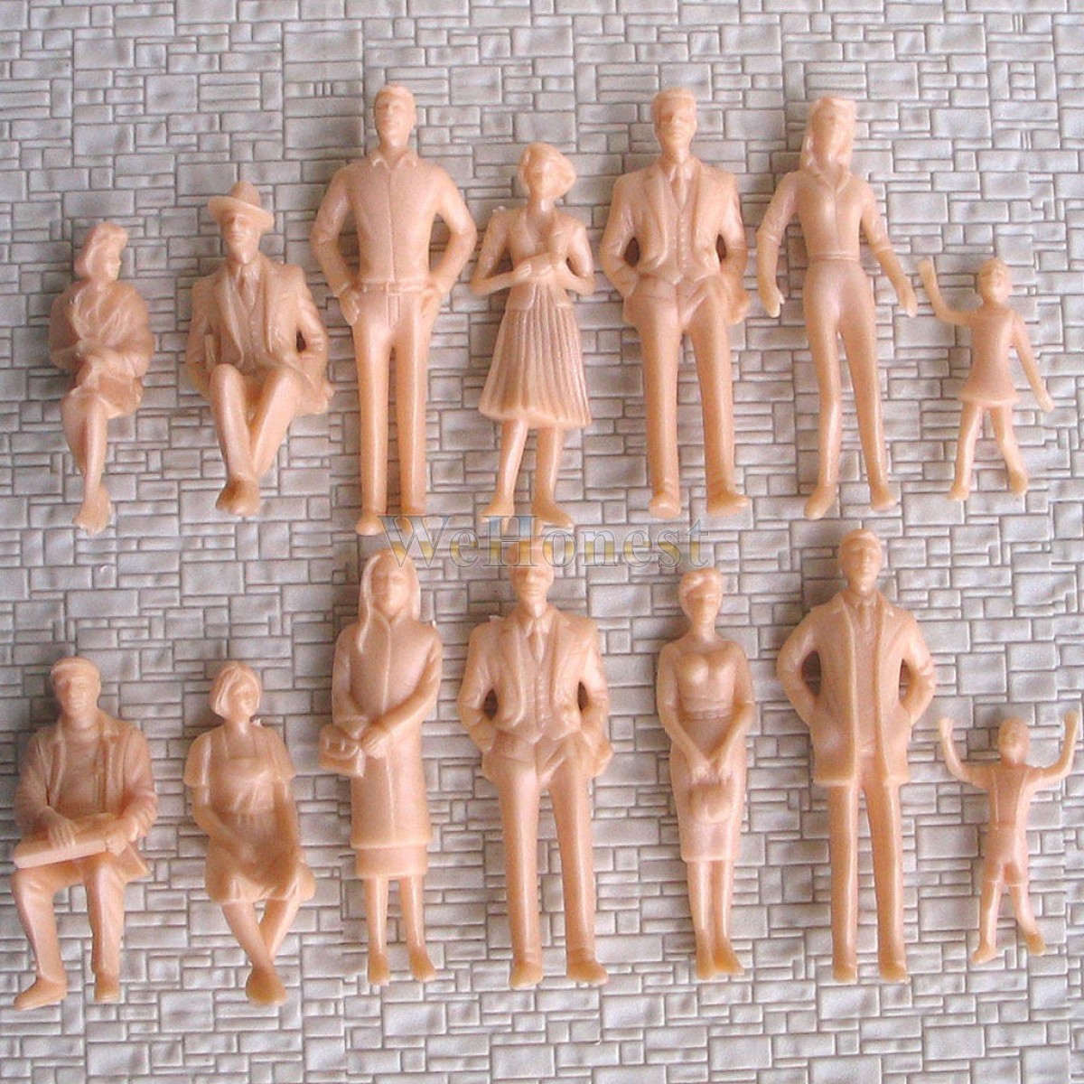 14 pcs G Scale 1:30 Unpainted Figure People passenger 14 different poses #F